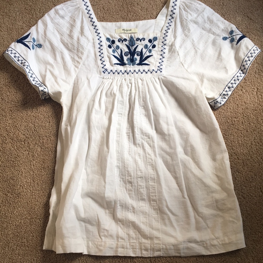Madewell embroidered babydoll top
